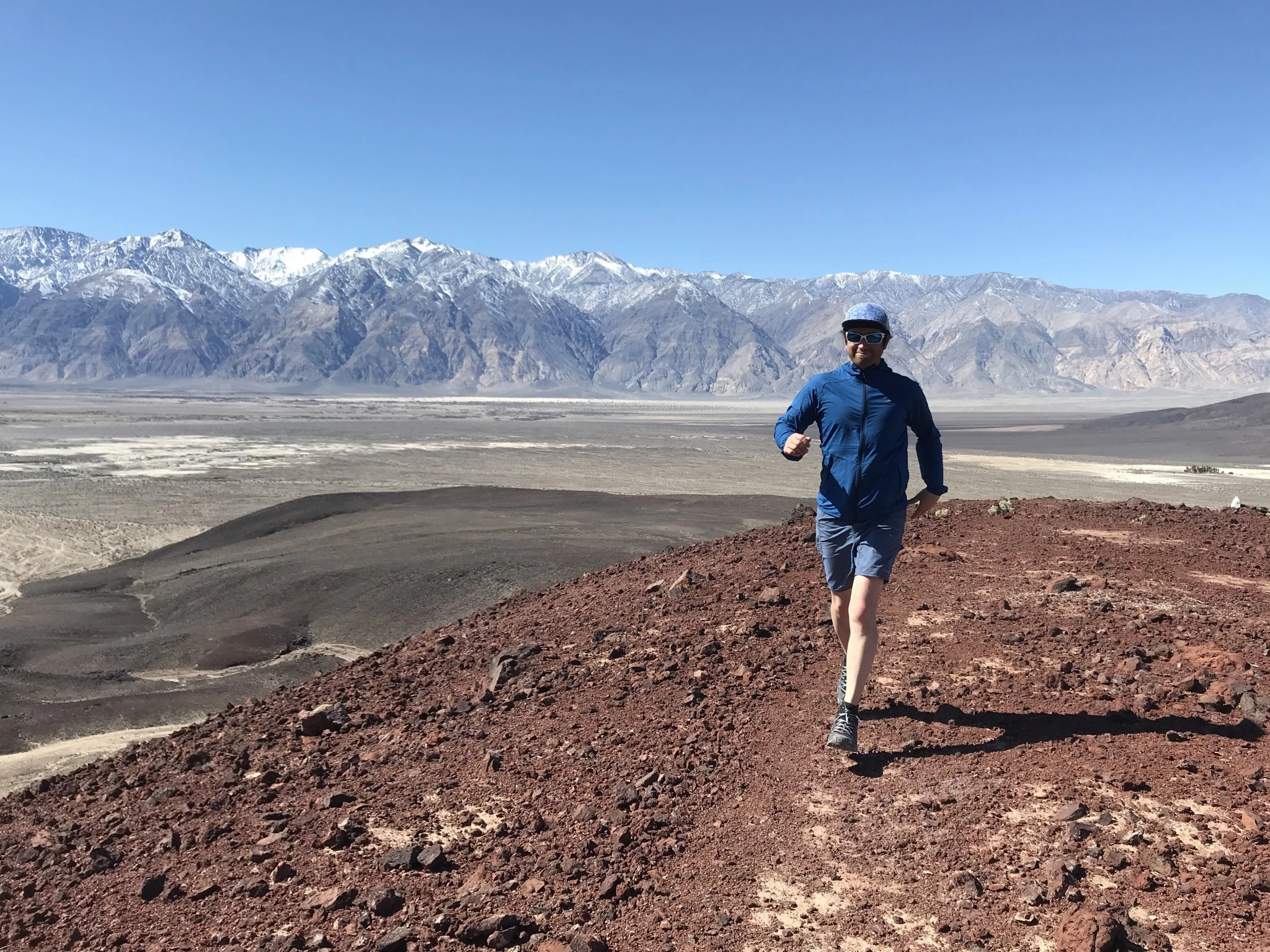 A lightweight hiking shoe being used on a fast-paced trail.