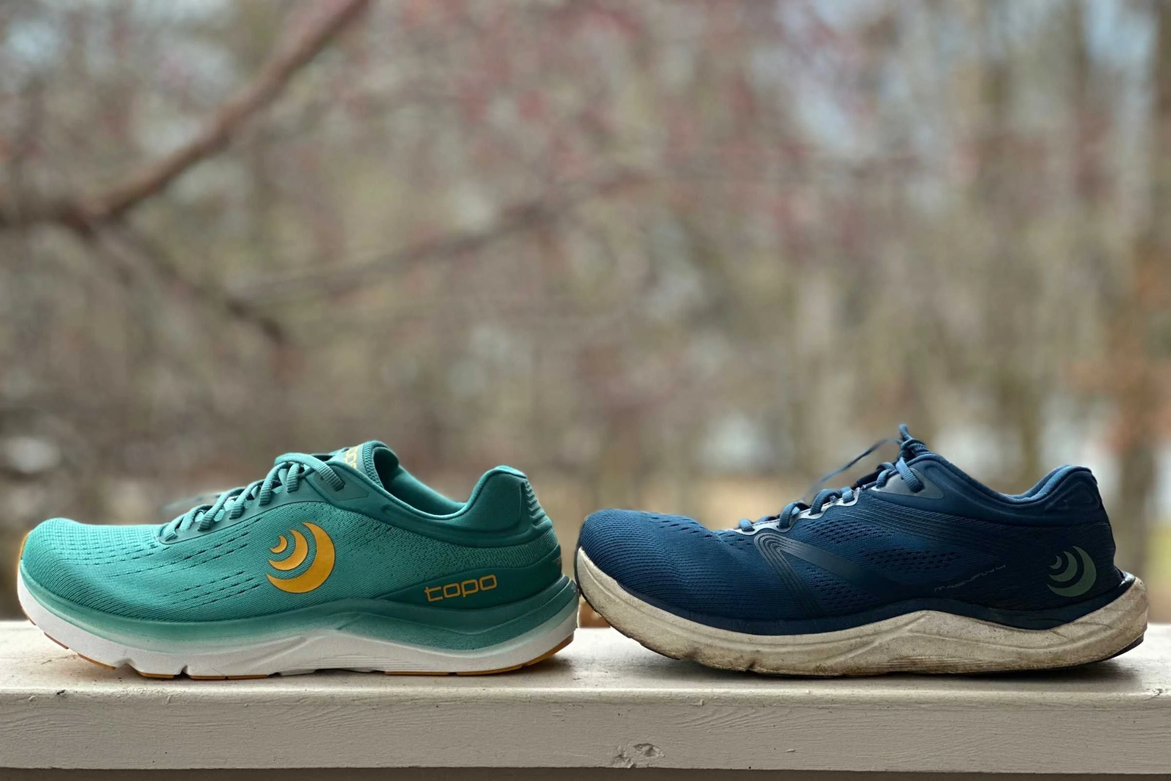 A runner wearing Topo Magnifly 5 shoes during a cross-training session.
