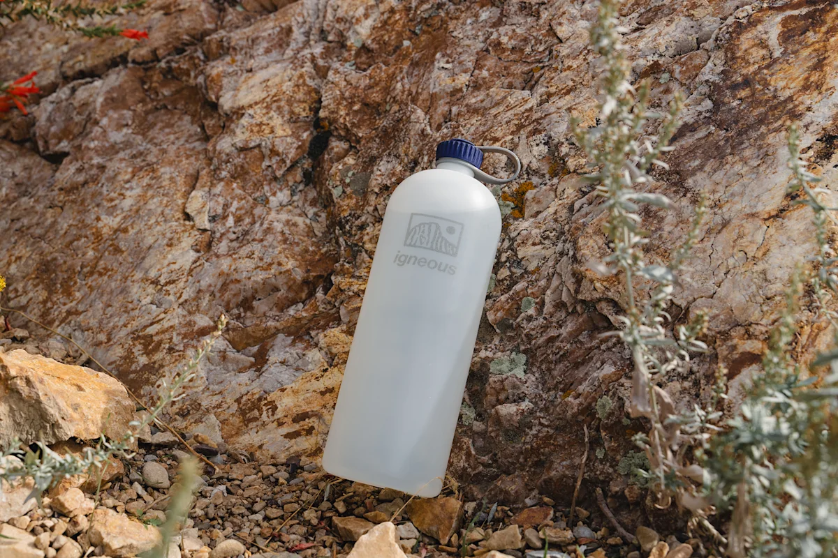 The Igneous Nobo bottle highlighting its long, slender shape.