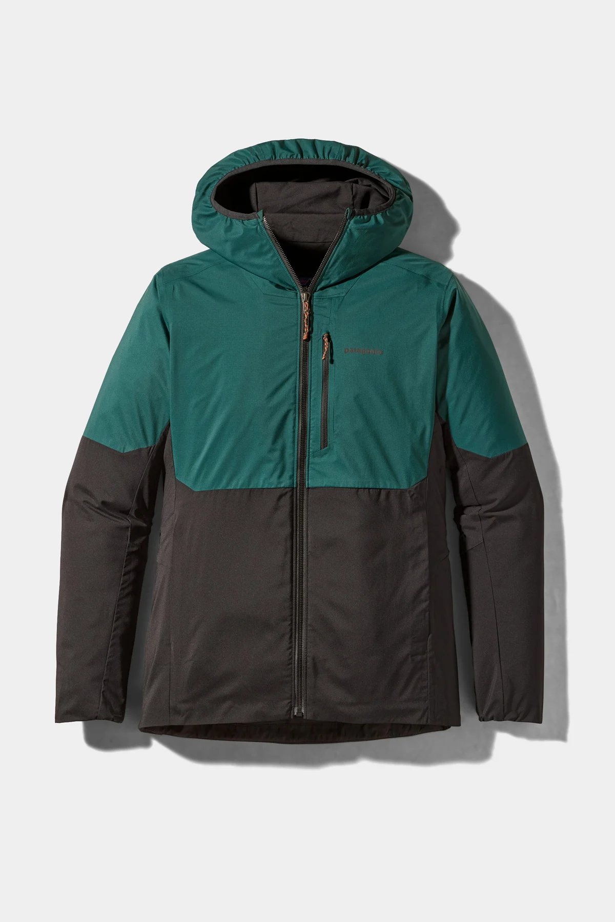 Detail view of the Patagonia Nano-Air Ultralight jacket in a winter environment.