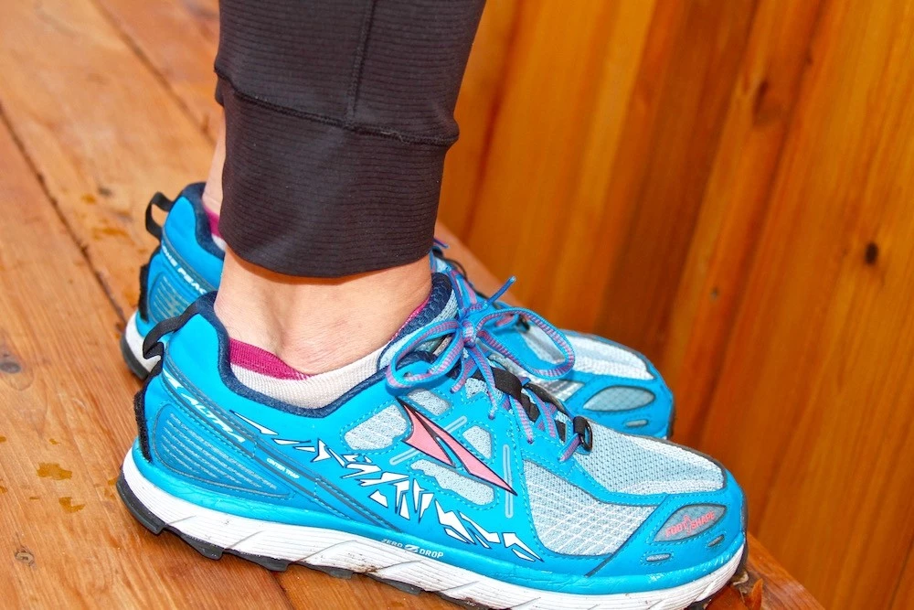 Close-up of stretchy ankle cuffs on women's thermal bottoms.