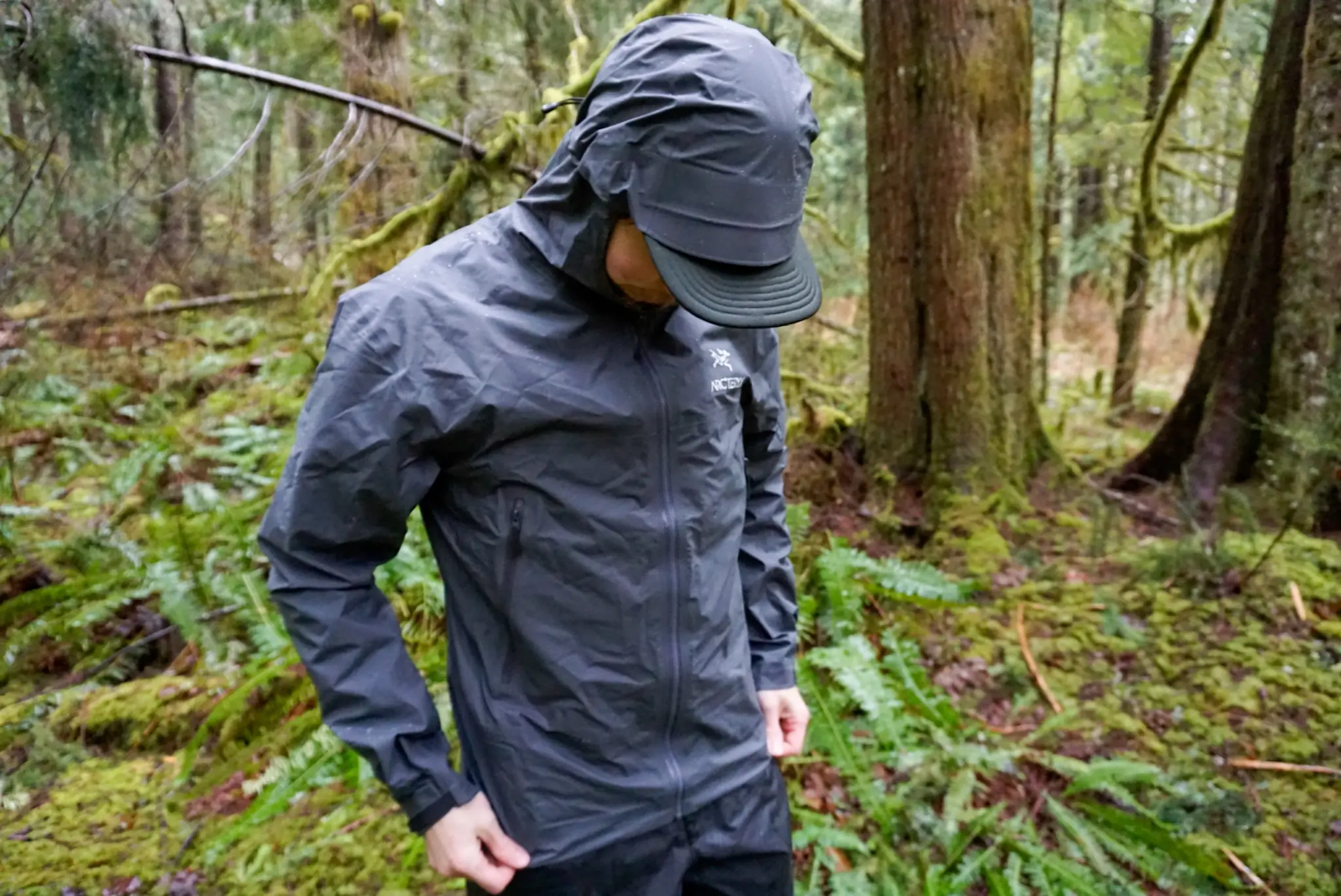 Rain jacket testing in the foothills of the Cascade mountain range.