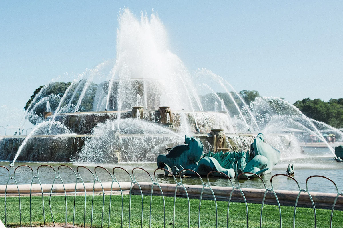 Buckingham Fountain in Grant Park, Chicago, acting as the trailhead for the OuterBelt Trail.