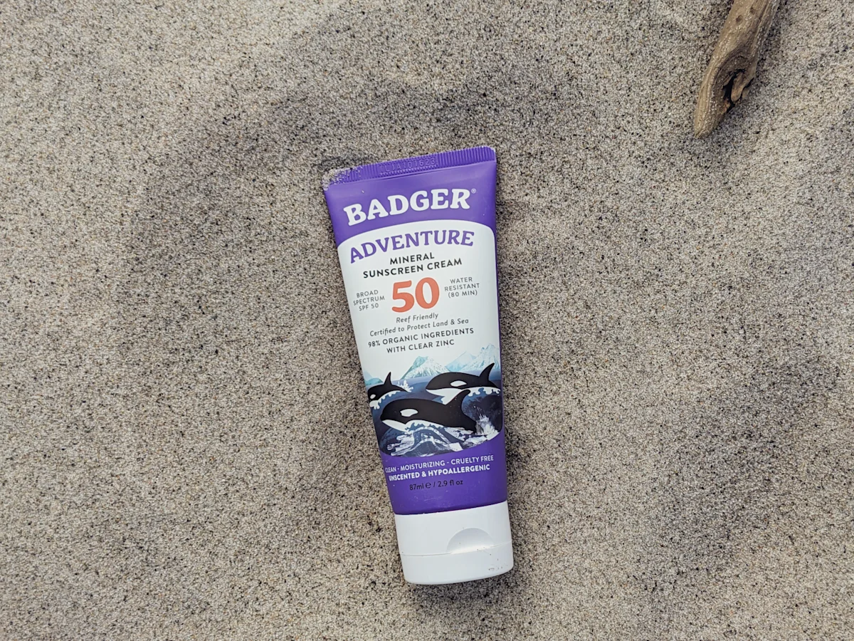 Badger Sport mineral sunscreen tube.