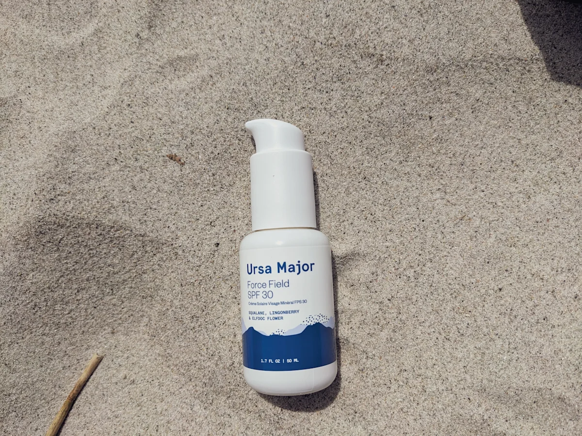 Ursa Major Force Field mineral sunscreen product bottle.