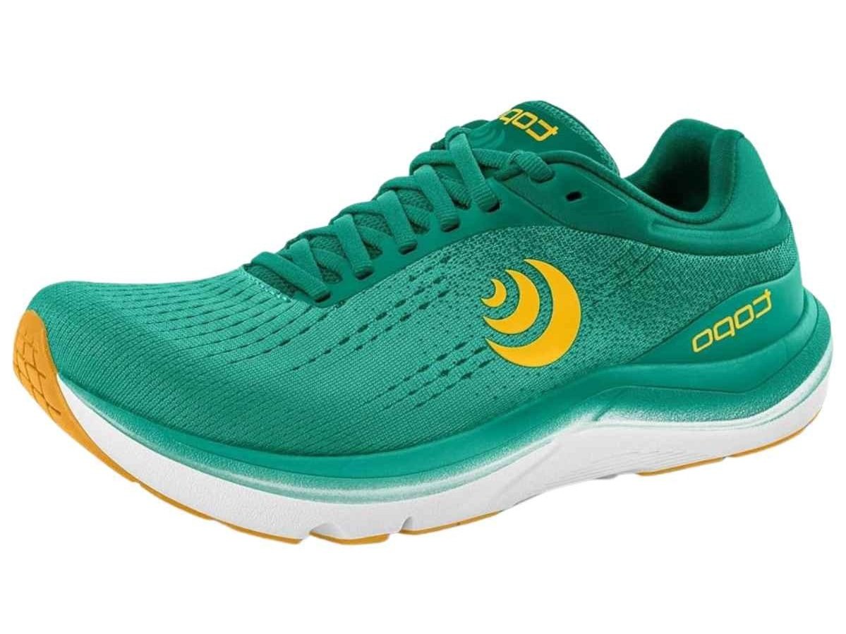 Close-up detail of the Topo Magnifly 5 ZipFoam midsole and heel cup.