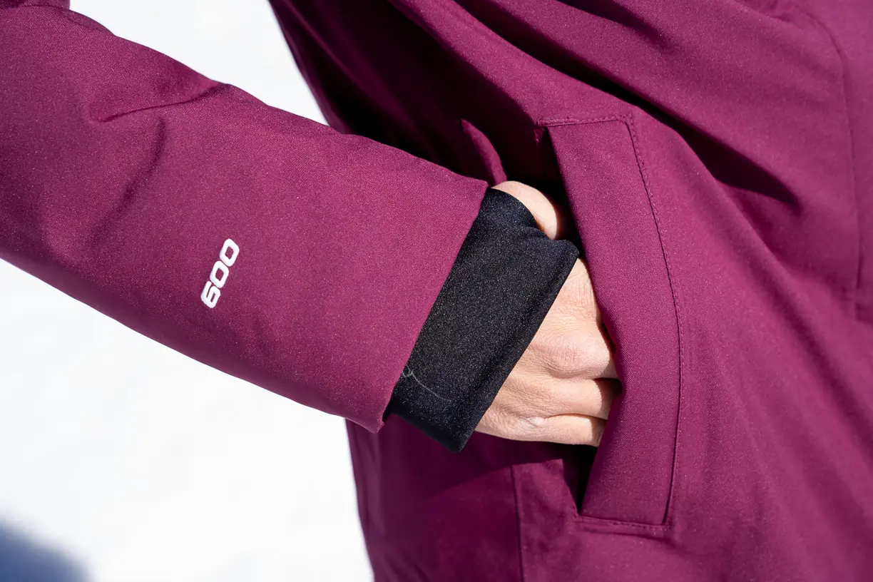 Detailed shot of a storm cuff with a thumbhole on a jacket sleeve