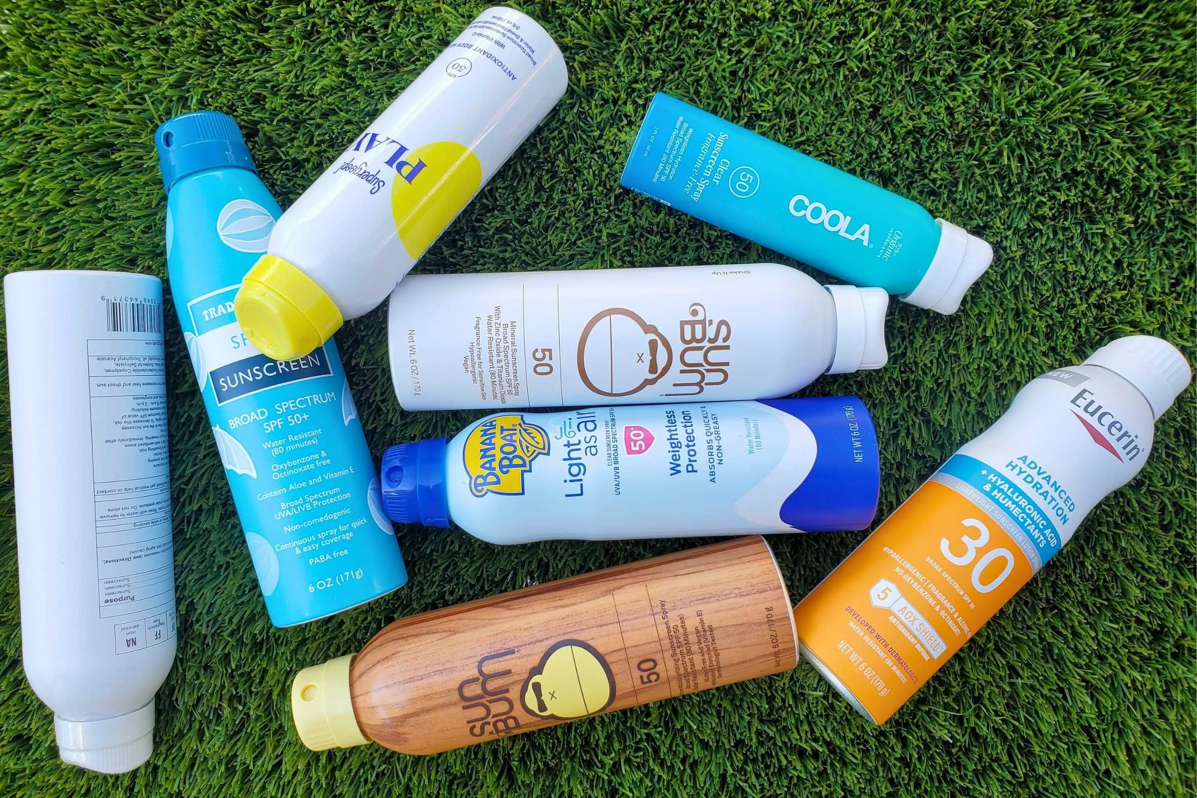 A variety of spray sunscreen products analyzed for their protective qualities.